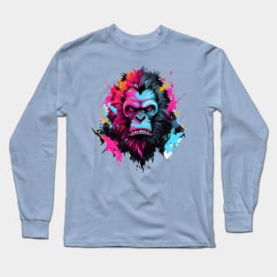 Abstract Colorful Bigfoot Sasquatch Long Sleeve T-Shirt